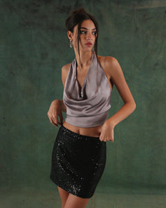 Low rise mini sequin skirt