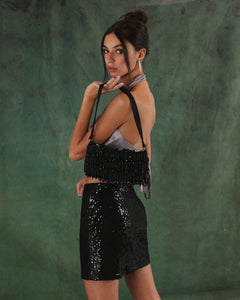 Low rise mini sequin skirt